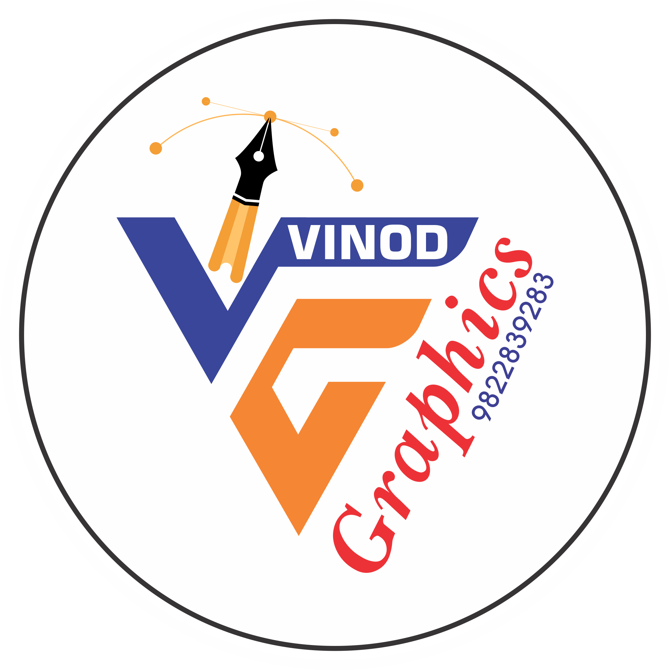 Vinod Graphics rond Logo